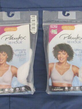 NEW $39 PLAYTEX 18 HR. COTTON BRAS SIZE 42DD:  YOU GET 2 BRAS